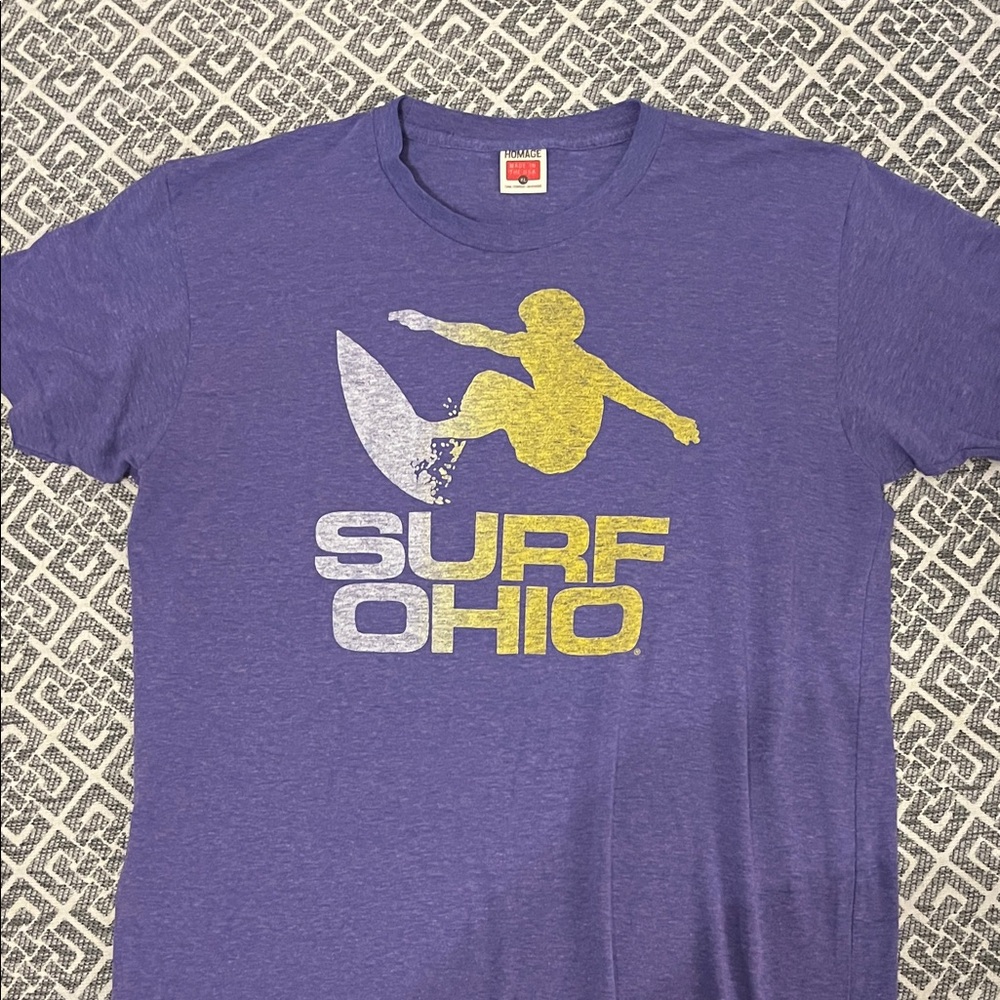 HOMAGE Purple Rash Guard with Yellow Surf Ohio Design - SIZE XL